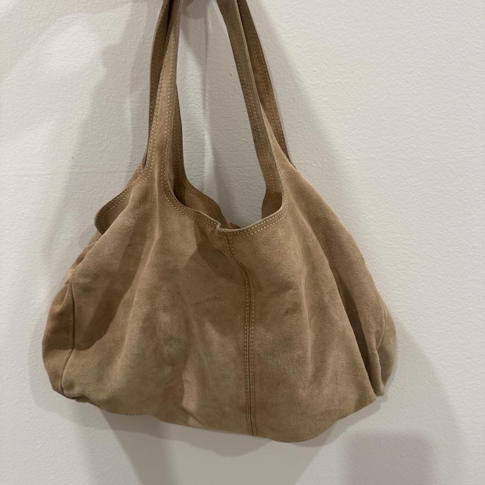 Miu Miu Tan Hobo Bag Soft Suede Relaxed Silhouette
